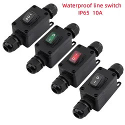 (1 PC) IP65 Waterproof 10A Heavy Duty Large Current Inline Cable On/Off Switch Max AC3~220V LED Indicator Dustproof Oil Proof