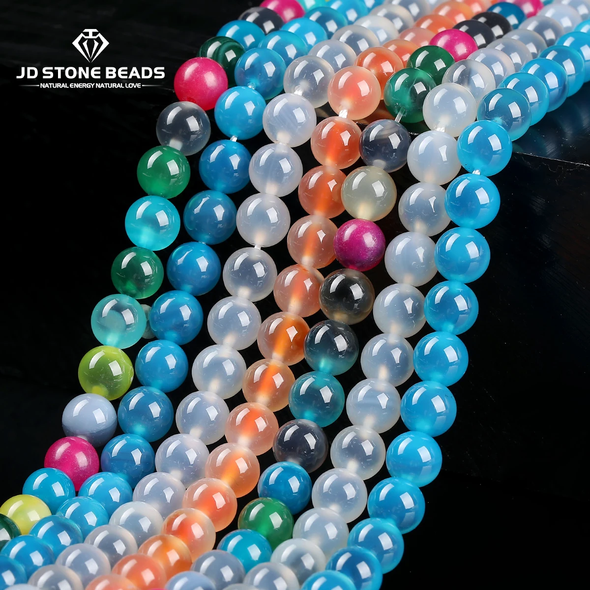 

6 8 10mm Multicolor Sugar Heart Agate Beads Round Loose Spacer Beads for Jewelry Making DIY Bracelet Necklace Accessory 15"