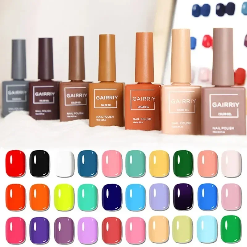 GAIRRIY 15 ml farbiger Nagelgellack, Wasserlicht, semipermanenter Lack, Soak Off Nail Art Base Top Coat UV-LED-Gel-Maniküre