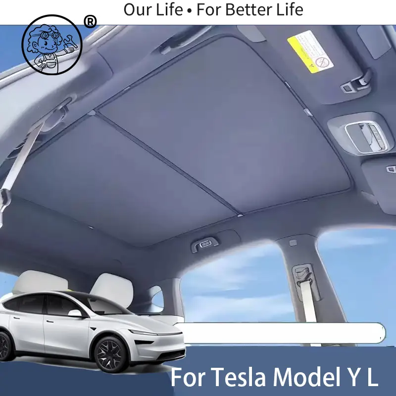 

2PCS For Tesla Model YL Model Y L 2026 Juniper Ice Cloth Buckle Shades for Glass Roof Front & Rear Sunroof Skylight Sunshade