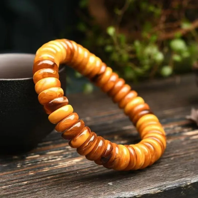 

Amber Beeswax Bead Bracelet, Male and Female Single Ring Accessories, Suitable for All Seasons