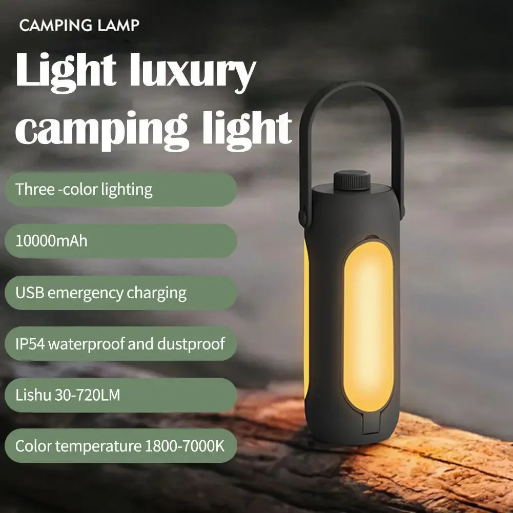 Luz de acampamento dobrável portátil, lâmpada de tenda, carregamento USB, lanterna 10000mAh, lanterna ao ar livre, 3 cores