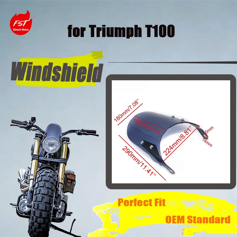 

Ретро-ветровик для мотоцикла, универсальный прозрачный дефлектор 5-7 дюймов для Triumph T100