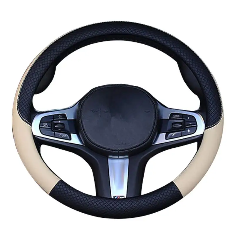 

38cm Car Steering Wheel Cover, Universal Leather Steering Wheel Cover, Fit for All 99% Car Models Accessories