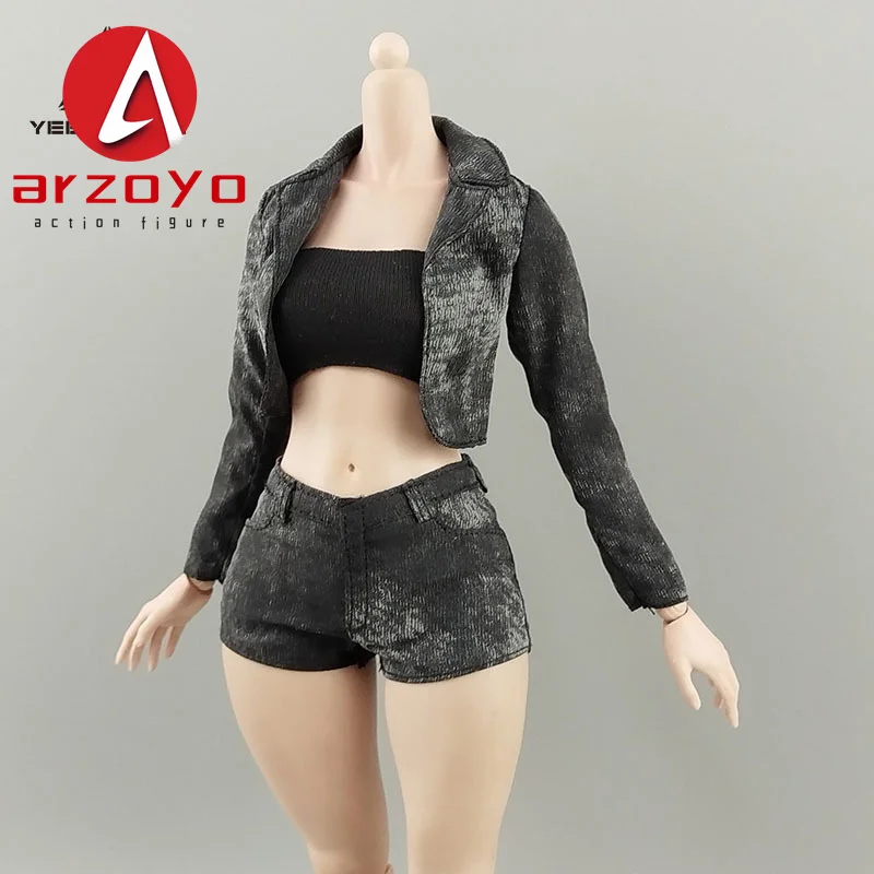 1/6 สั้นชุดกางเกงขาสั้นจีบกระโปรงยาวกางเกงเสื้อผ้ารุ่น 12 ''BJD AT202 ทหารหญิง Action Figure Body