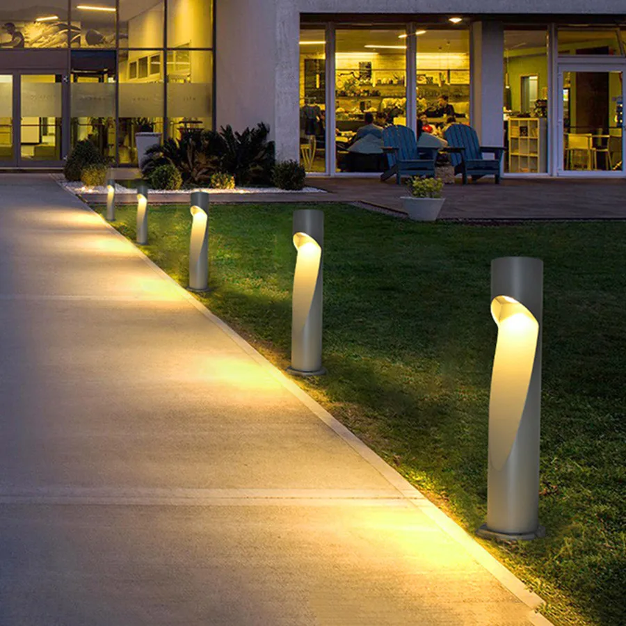 Imagem -04 - Alumínio Pilar Luzes para Jardim Gramado ao ar Livre Post Lâmpadas Bollard Light Varanda Front Yard Decor Ip54 Impermeável 60cm