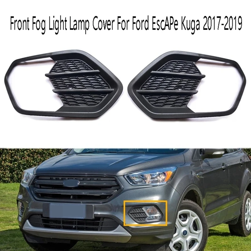 1 Pair Front Bumper Fog Light Frame Grille Cover For Ford Escape Kuga 2017-2019