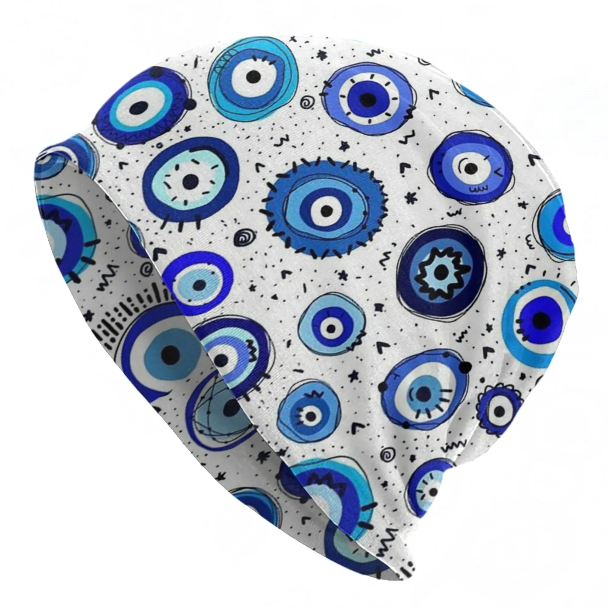 Evil Eye Bonnet Hat Goth Street Greek Amulet Nazar Lucky Skullies Beanies Hat Men's Women's Spring Multifunction Cap
