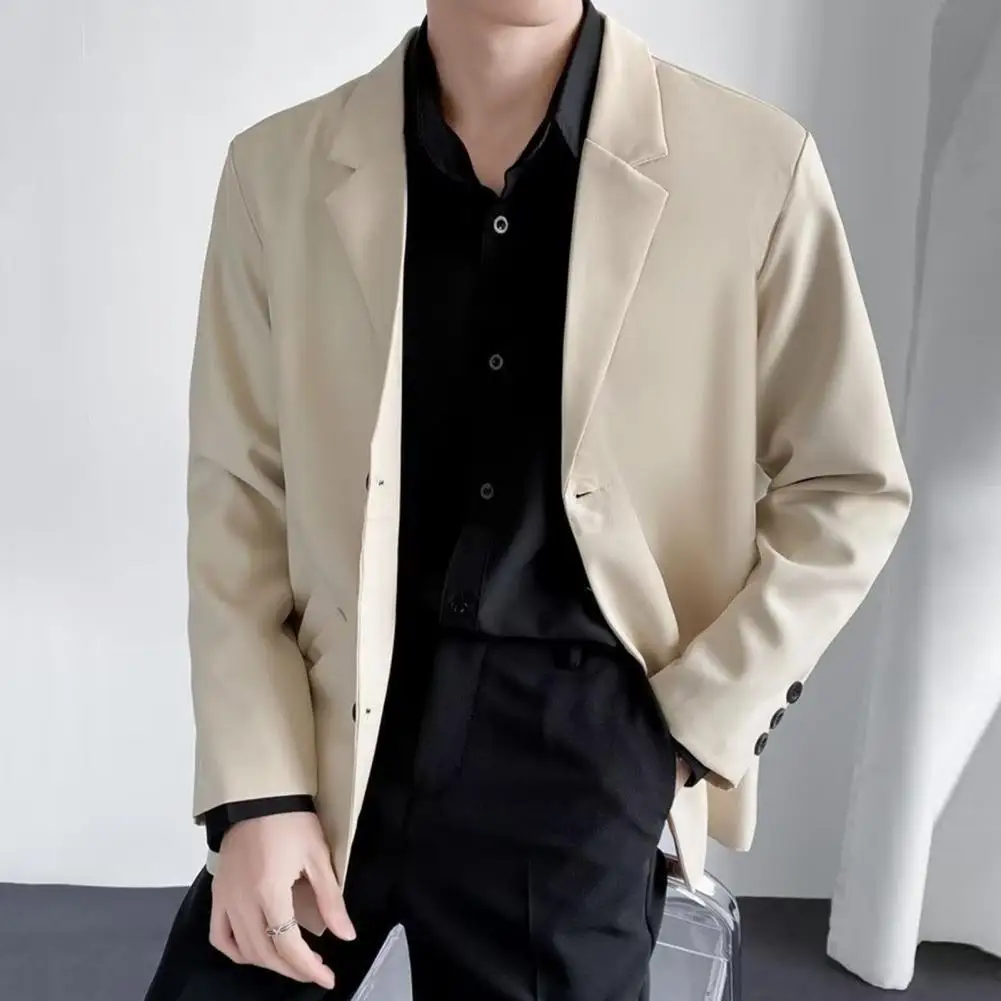 Korean Style Casual Suit Coat For Men Blazer Loose Suit Jacket Male Blazers Single-breastedTurndown Collar Men Suit Jacket Coats