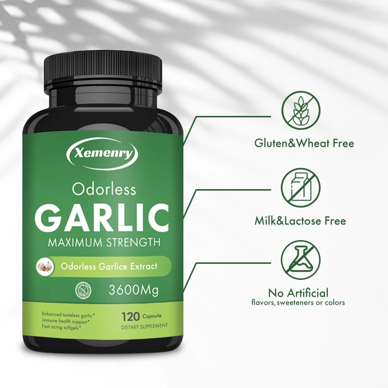

Garlic Extract Supplement with Allicin - Balances Cholesterol, Good for Heart Health, Promotes Digestion