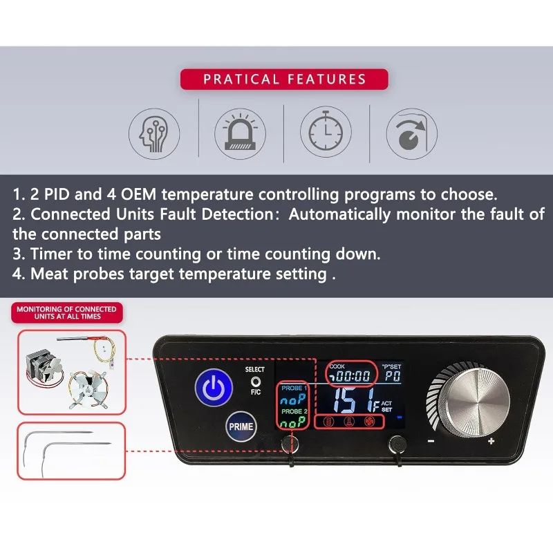 X5 PID Digital LCD Controller Vertical Pellet Smoker Control Board Fit 3.5 4.5 5.5 7 Series Wood Pellet Grill Replacement Parts