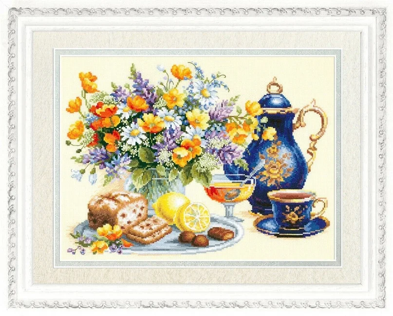 Cross Stitch Set DIY Embroidery Set, Cross Stitch Kit, DMC Threads, Craft Pattern,21- Abundant Breakfast 48-38