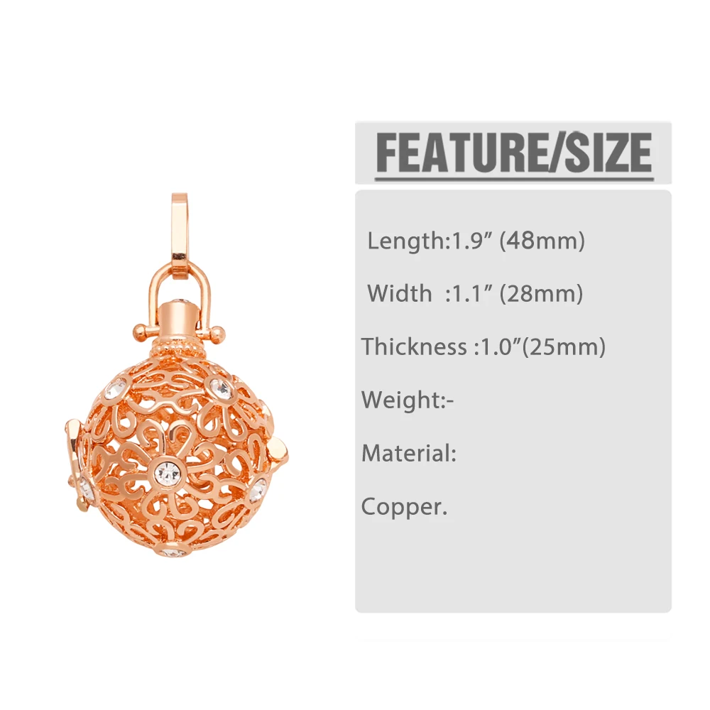 OCESRIO Big Retro Hollow Cute Daisy Harmony Ball Necklace Pendant for Pregnancy Women Copper Gold Plated Wishing Ball pdtb460
