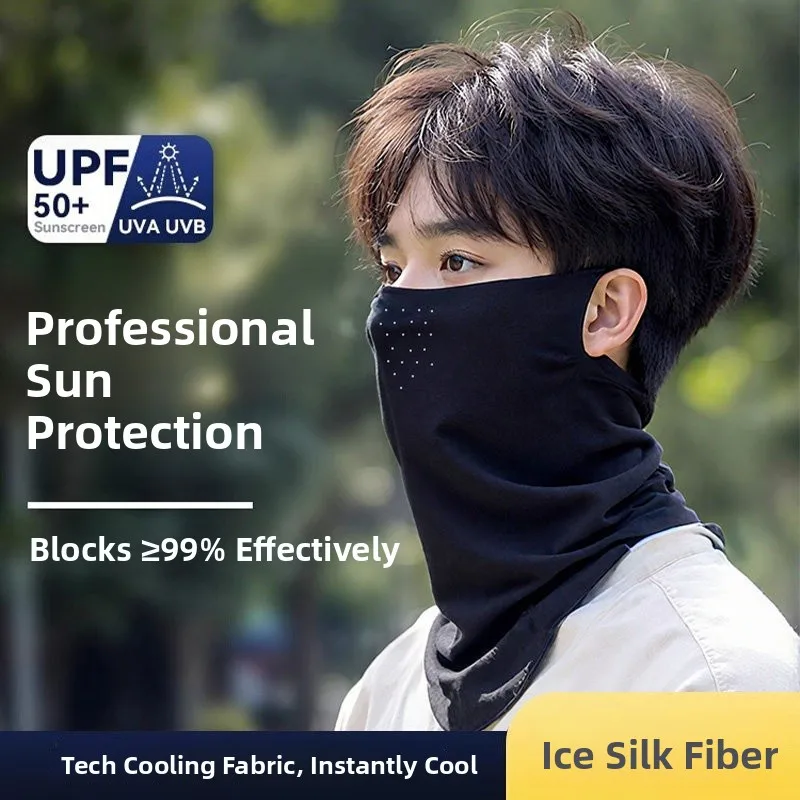 メンズ日焼け止めフェイスマスクフルフェイスuv保護アイスシルクスカーフネックカバーマウンテンバイクフェイスマスクユースサマー