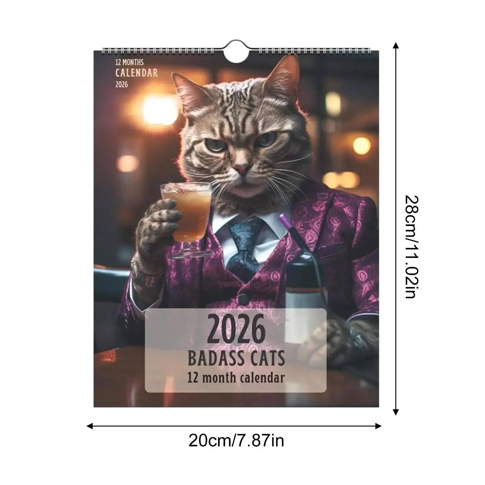 2026 Badass Cats Wall Calendar Year Personal Time Management Schedule Planner For Organizing To-Do List Planning Goal Schedule