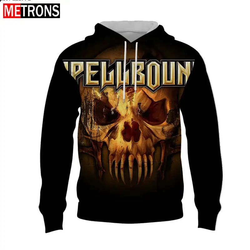 New Plus Size Men's Long Sleeve Sweater Loose Top Casual Fashion Harajuku 3D Print Scary Skull T-shirt Spring Hooded PulloverTop