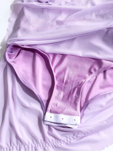 Imagen 2 del producto Vestido tutú de baile de Ballet y gimnasia para niñas, vestido sin mangas de malla transparente con diamantes de imitación brillantes para patinaje artístico, actuación de baile