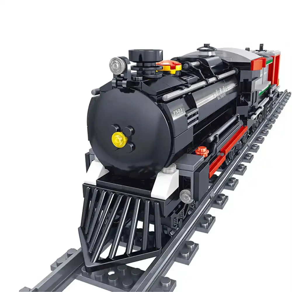 

Batterypowered Vehicle Technical Building Block Electric Train Bricks Soviet Union Retro Steam Locomotive Railway Bo Toys