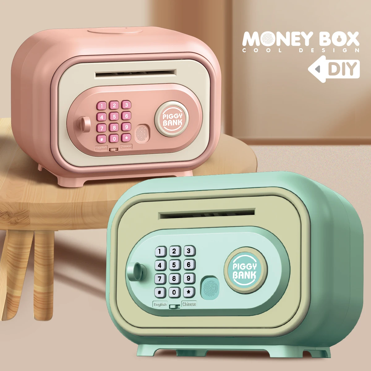 ATM Piggy Bank Toys Money Box for Kids,  Large Capacity Simulate fingerprint password unlocking Gifts for boys and girls