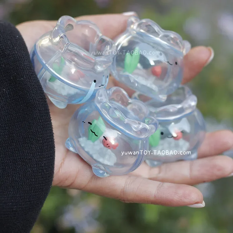 

Mini Transparent Goldfish Tank Jun Expression Blind Box Toys Micro Scene Series Anime Figure Doll Toys Collect Ornaments