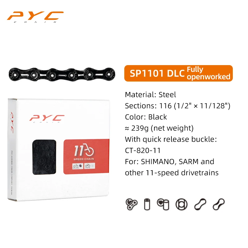 PYC 10 11 12 Speed Chain Ultra Lightweight MTB Road Bike Quick