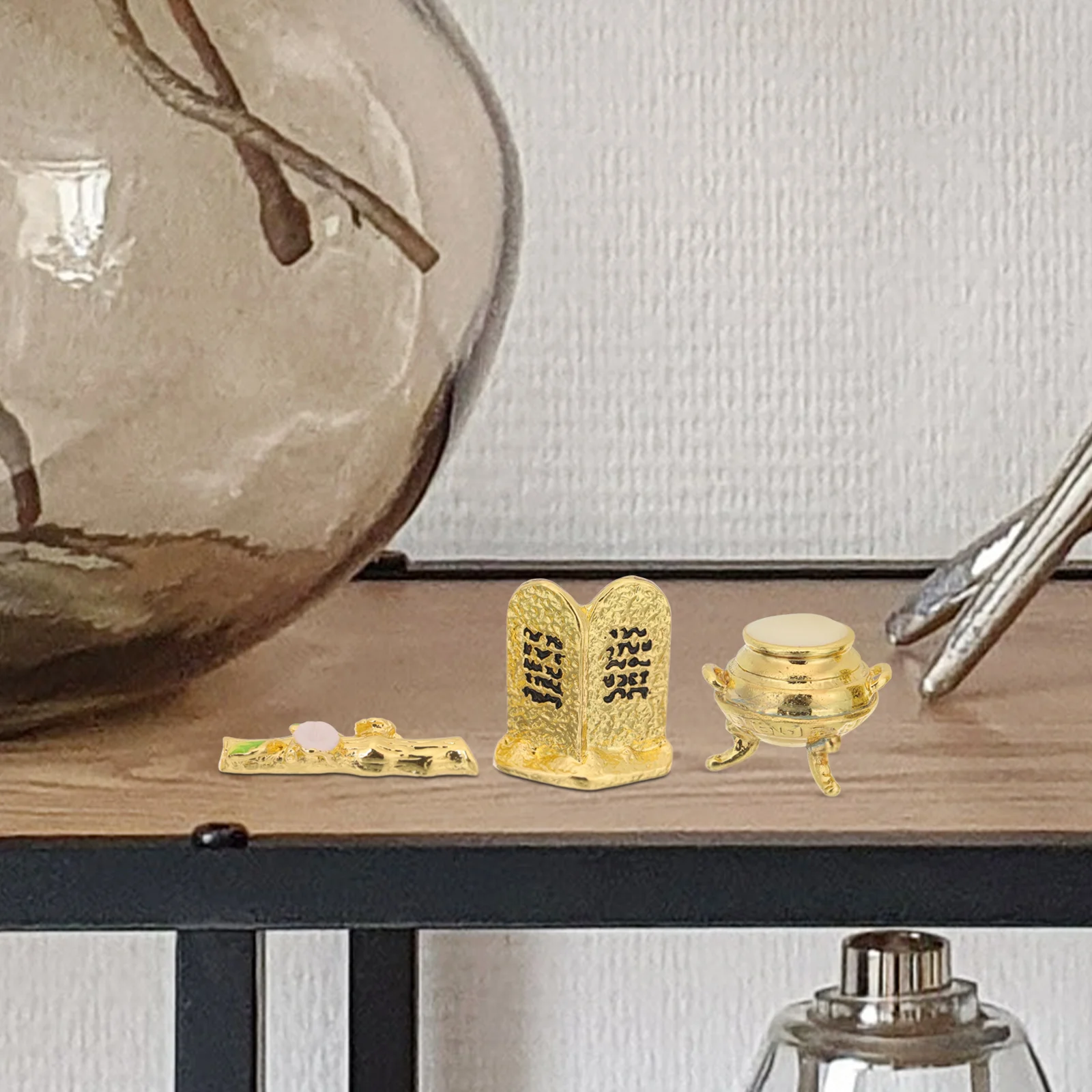 

1Set Ark of Covenant Religious Ornament Metal Craft Desktop Decoration for Indoor Home Office Church Decorative Sculpture