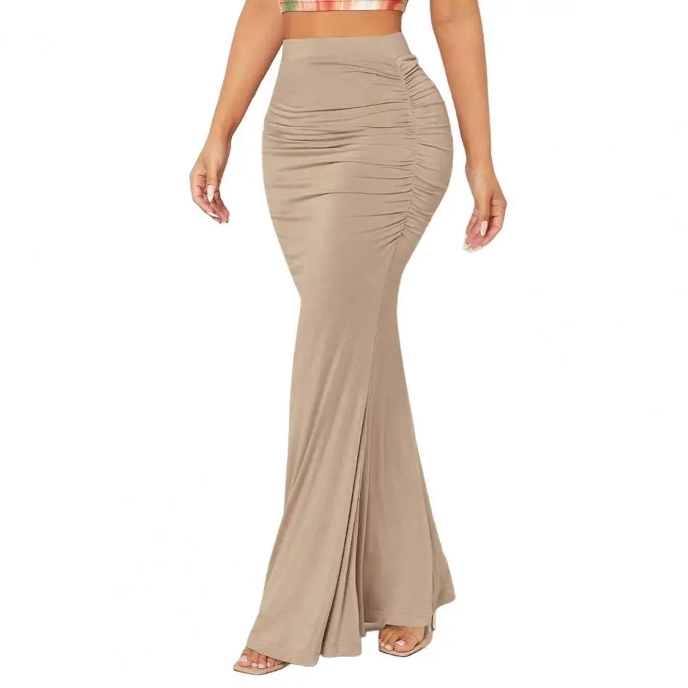 Breathable Skirt Comfortable All-day Wear Skirt Elegant Fishtail Skirt with High Waist Effect Solid for Women for Commuting