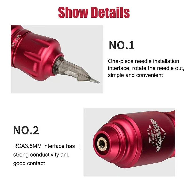 Mini Rocket Tattoo Pen Professional Japan Motor RCA Connector Rotary Tattoo Machine Wireless Tattoo Machine Set Body Art Tools