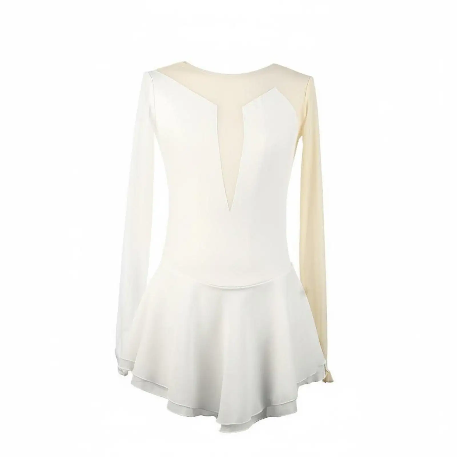 Girls Figure Skating Dress Long Sleeve Mesh Insert Performance Outfit for Ice Dance Competition Training