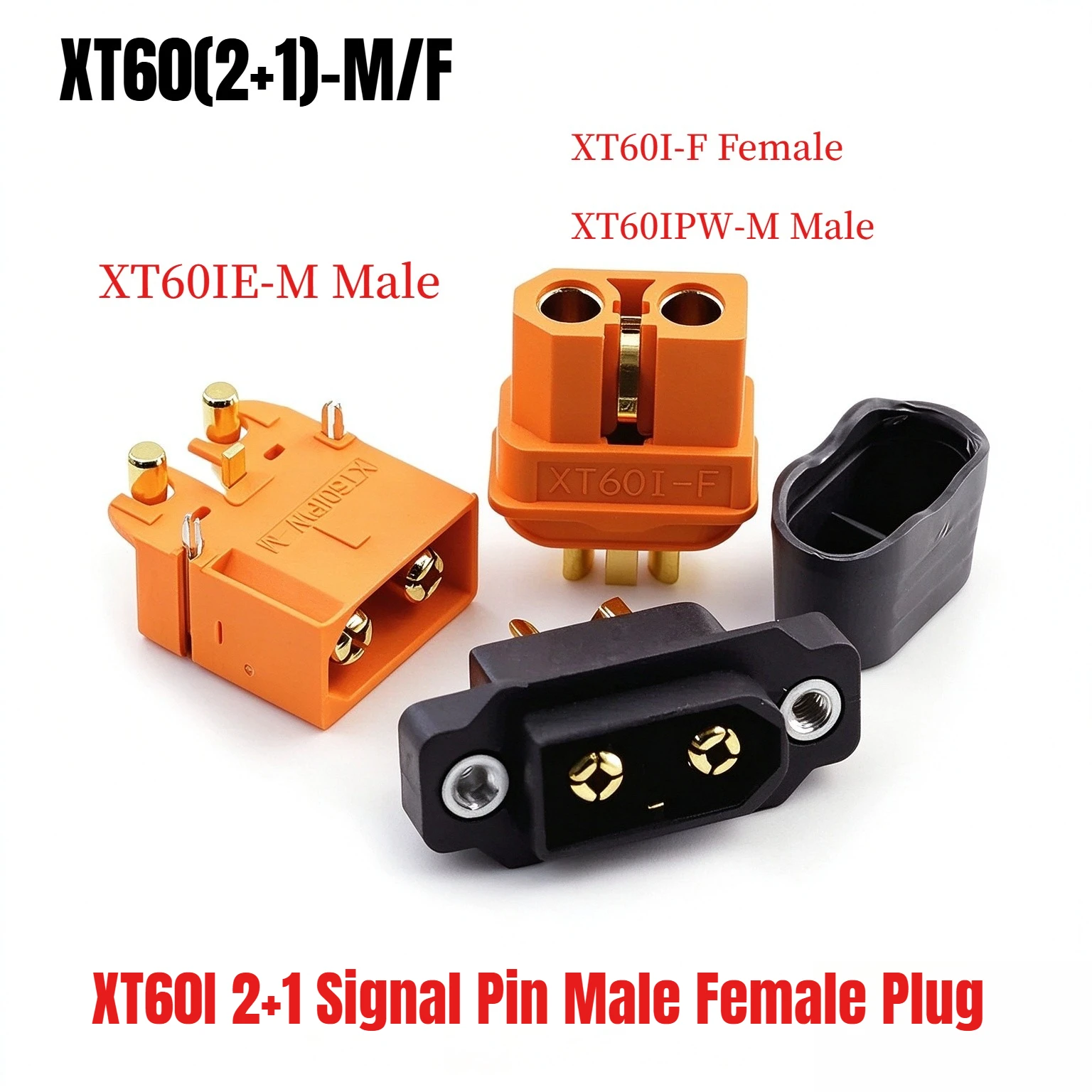 5/10Pcs 35A 500V XT60I 2+1 Power+Signal Pin Connector XT60IPW‑M XT60I‑F XT60IE‑M Male Female Plug For RC Lipo Battery Drone UAV