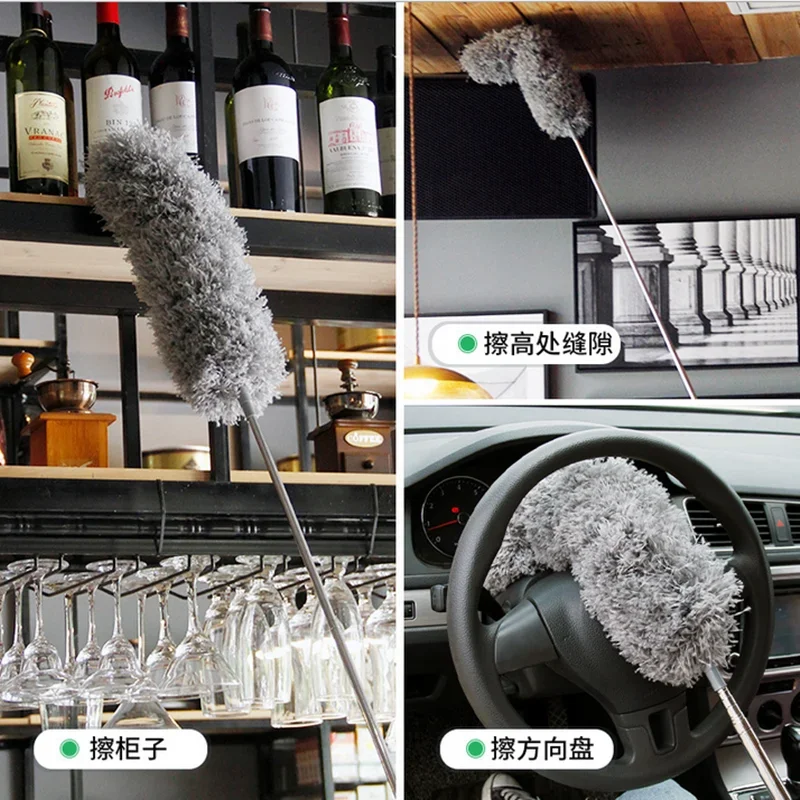 Static Dusting Duster Retractable Small Duster Bendable Stainless Steel Household Chicken Duster Dusting Brush