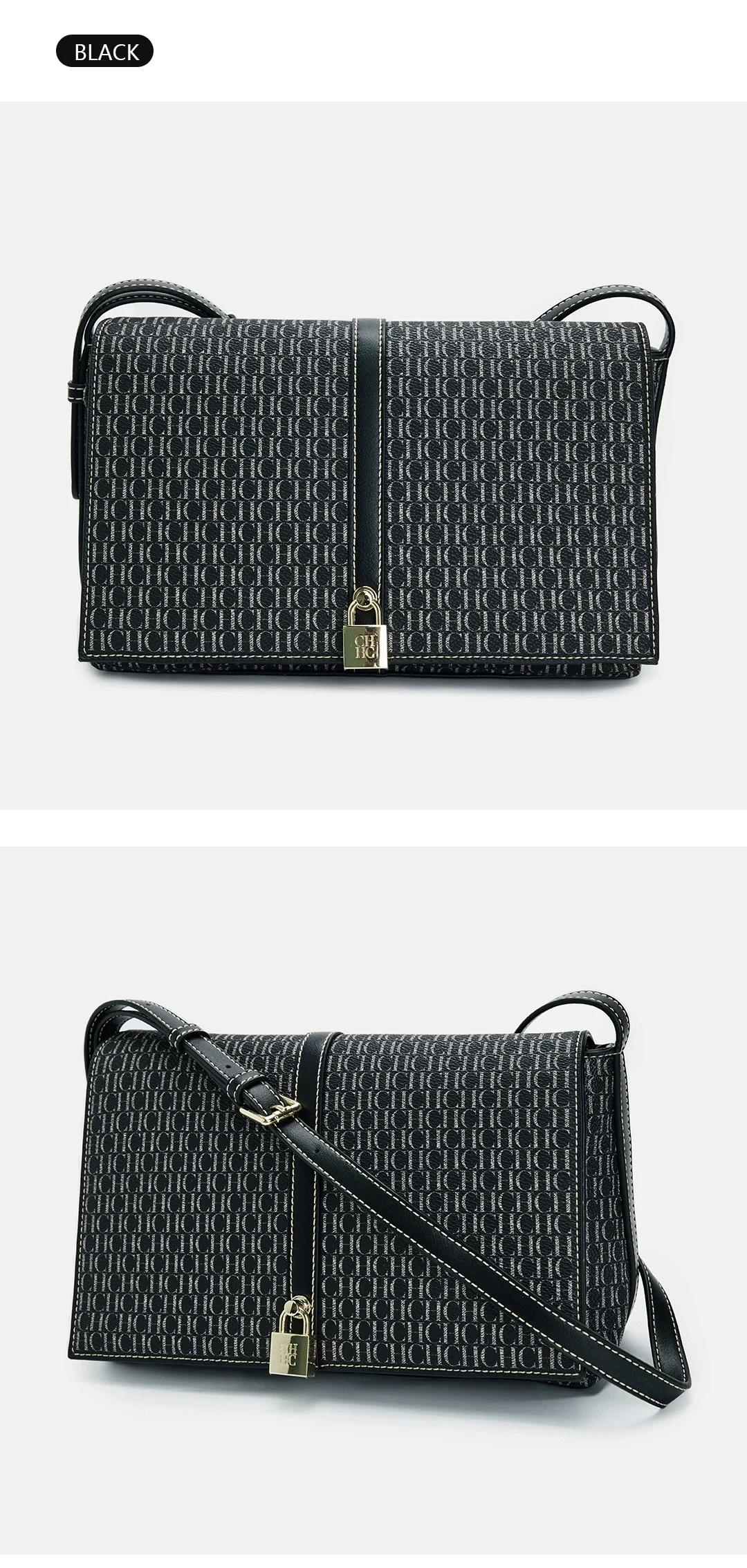 CH Damen Vintage Schultertasche, bedruckte Umhängetasche, modische Handtasche aus PU-Leder, lässige Umhängetasche für Damen, kleine Umhängetasche mit Klappe. – Detail 8