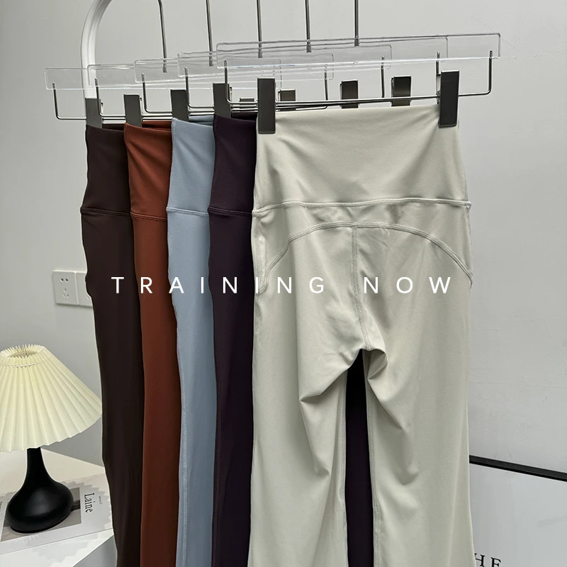 

yoga pants for women with tight high waist peach hip lifting outside running sports fitness bell-bottom pants autumn and winter