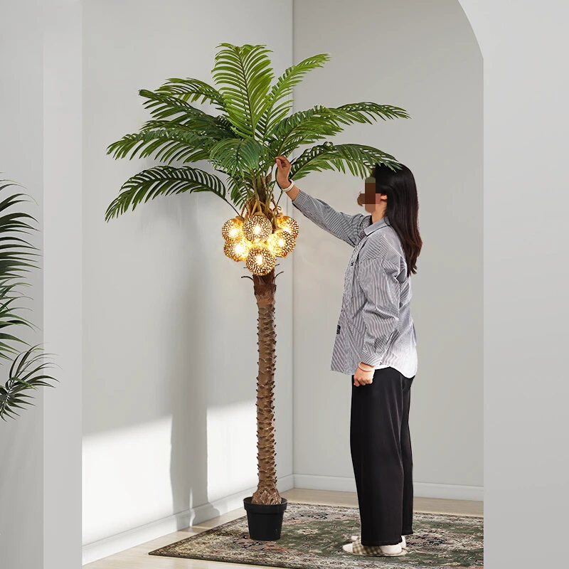 Simulated coconut tree floor lamp large fake plant potted plant indoor decoration simulated green plant bonsai decoration