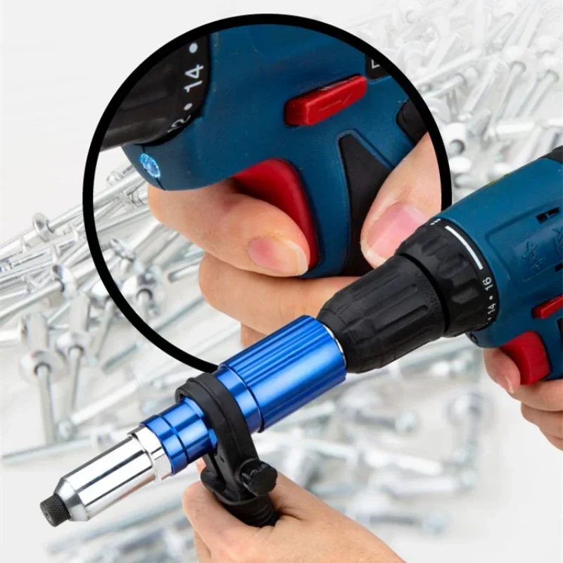 Imagem -04 - Portátil Elétrico Rebite Porca Arma Adaptador de Broca Home Plug-in Rebite Ferramenta Prego sem Fio Bit Ferramentas Kit 2.4 Mm4.8 mm