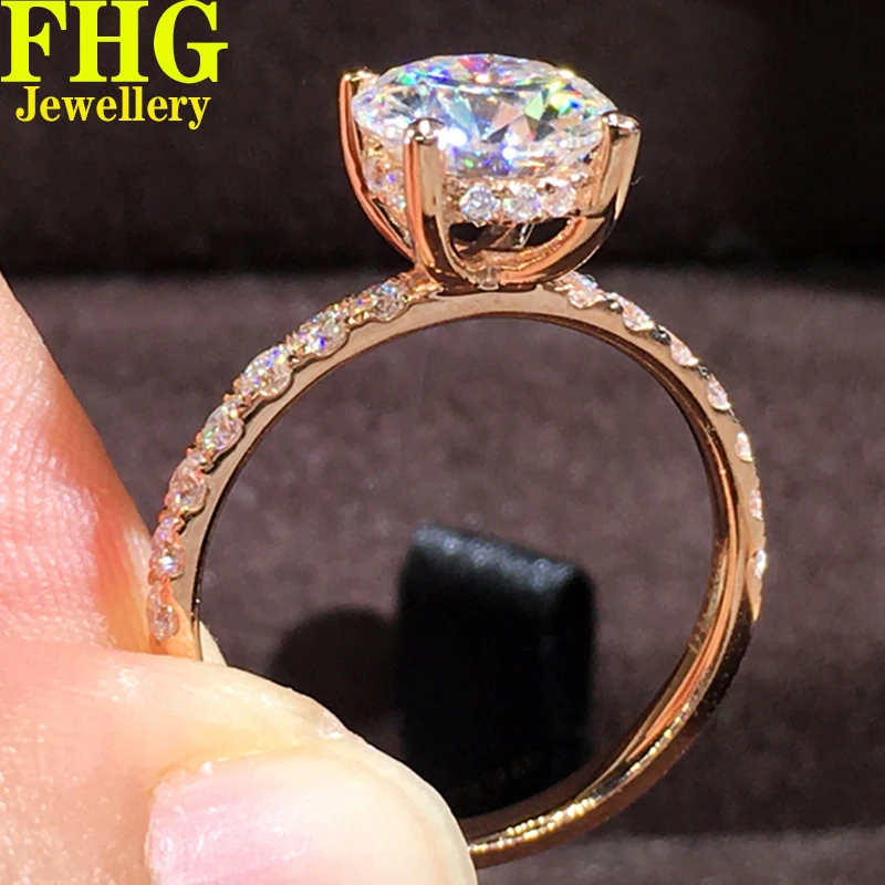 

1 2 3 4 5 Carat Solid Au750 18K Rose Gold Ring DVVS1 Moissanite Diamonds Round shape Ring Wedding Party Engagement