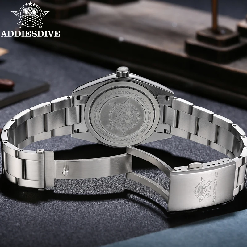 ADDIESDIVE 36mm 남성용 시계 레로이 옴브레 10Bar 다이빙 합성 사파이어 VH31 무브먼트 316L 스테인리스 스틸 쿼츠 시계