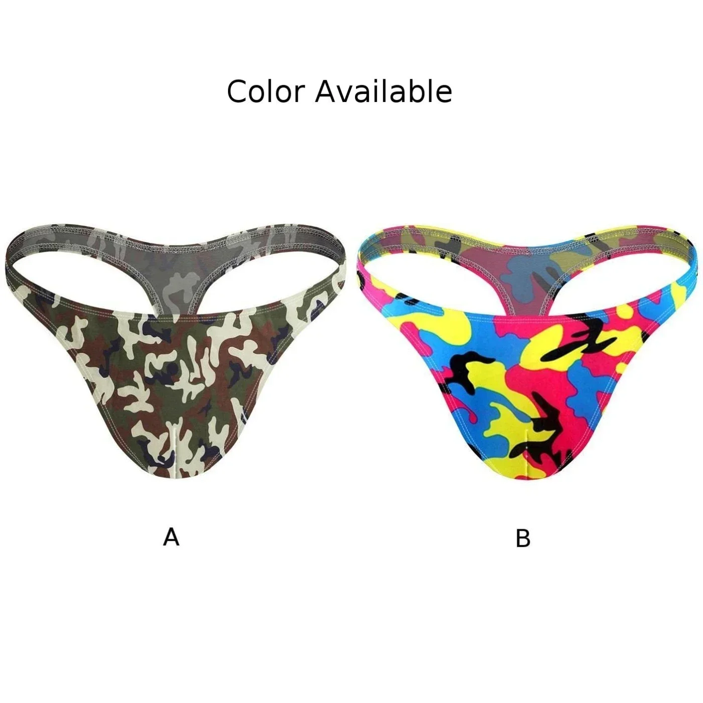 Men Enhance Pouch Thong Bikini Camouflage G-String Minikini Tangas Posing Underwear T-back Male Panties Breathable Underpants