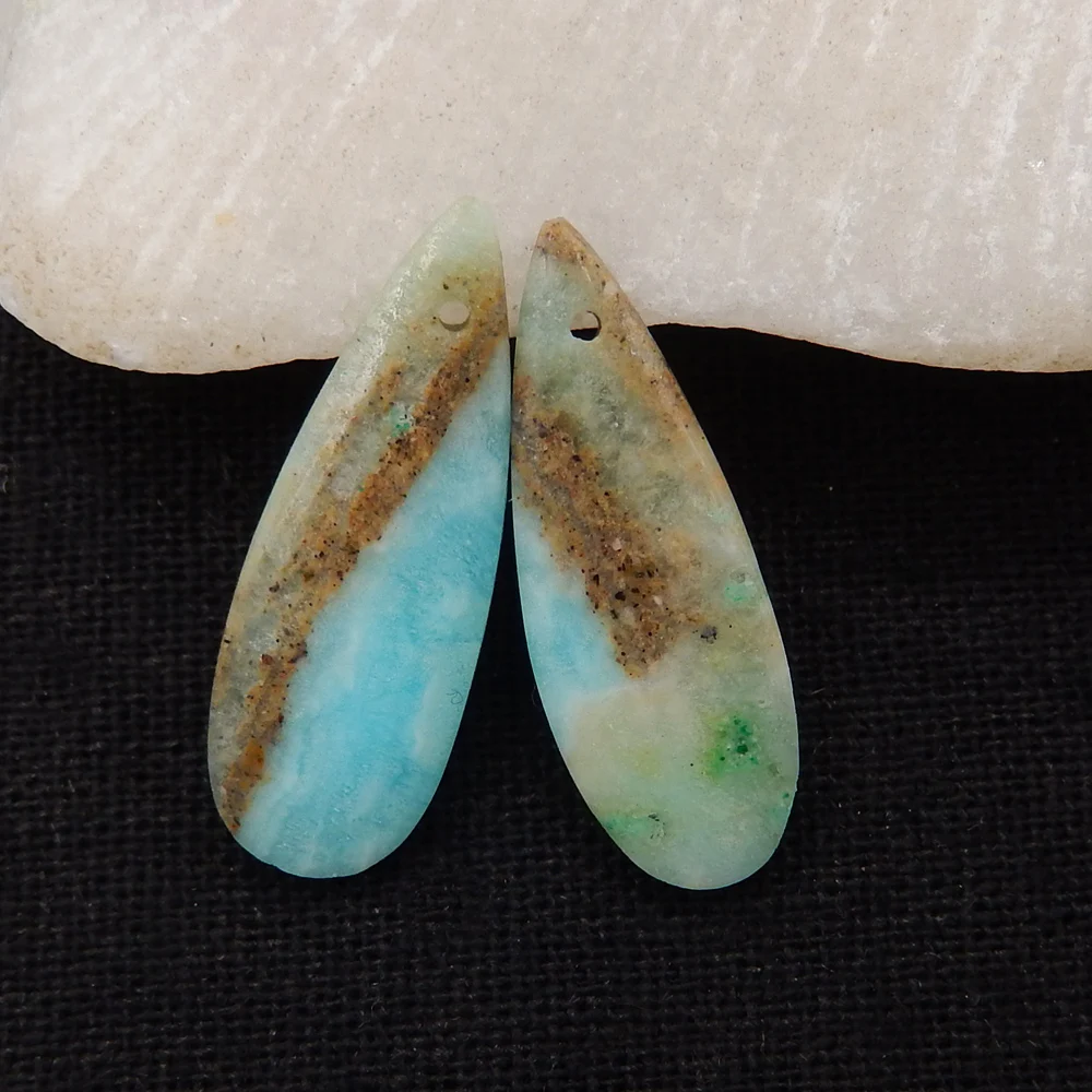 Semiprecious Stone Jewelry,Gift,Gemstone Hemimorphite Fashion Water Drop Earrings Beads,For Women Jewelry Making DIY