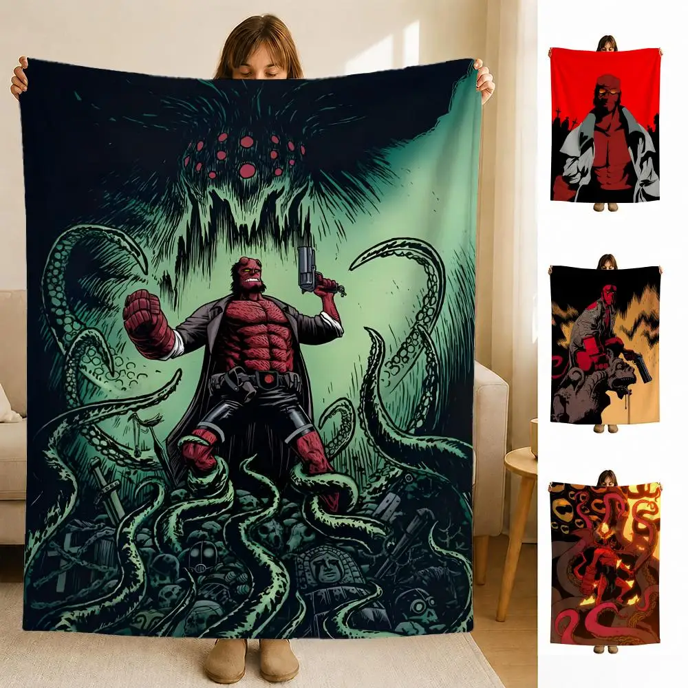 comic H-Hellboy Comic Throw Soft Flannel Blanket for Bed Bedroom Sofa Picnic Throw Skin-friendly Breathable Gift Cover