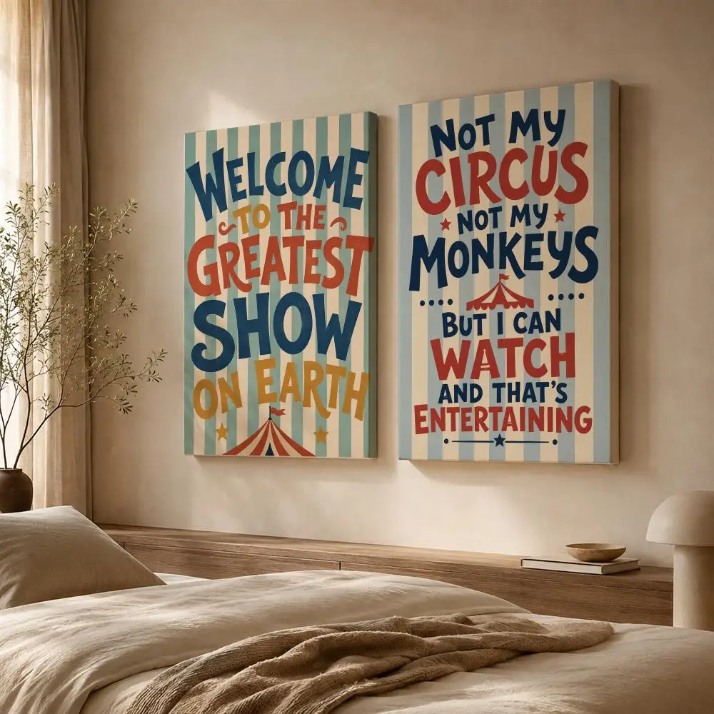 This Is My Circus Framed Wall Painting Ready to Hang Canvas Art Poster for Living Room Bedroom Home Decor Decals