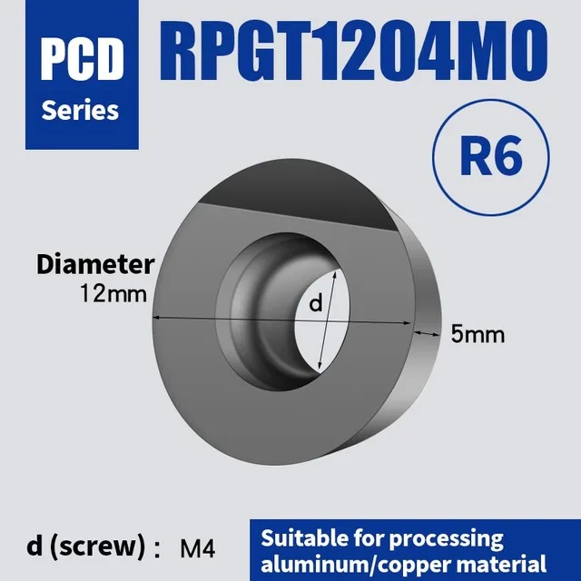 RPGT1003-R5 RPGT10T3MO Diamond Insert RPGT1204MO-R6 PCD Aluminum Alloy End Mill Tool CNC Carbide CBN Turning Lathe
