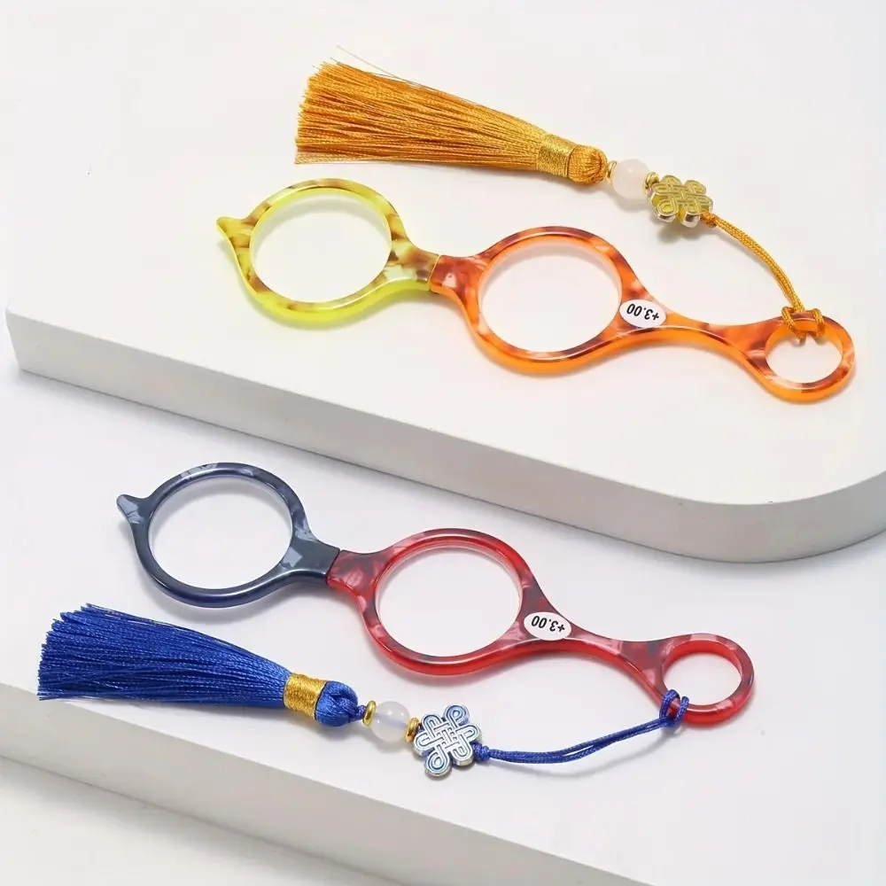 Lightweight Anti-loss Reading Glasses +1.0 +2.0 Handheld Magnifying Glasses Durable Tassel Necklace Readers Women Men