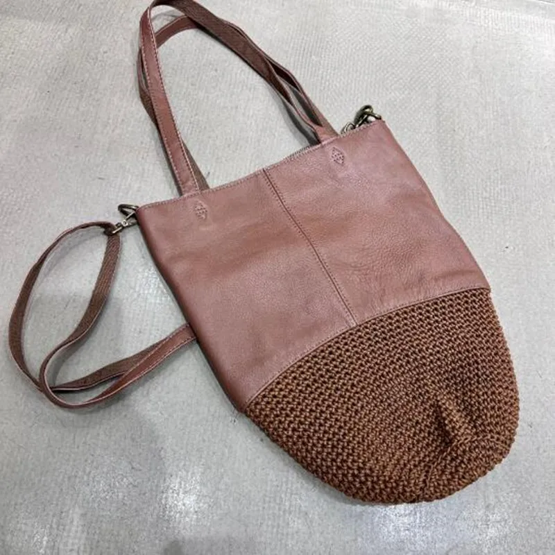 

Brand design luxury Leather women's bag handmade first layer cowhide woven shoulder bag messenger bag dual-use big bag