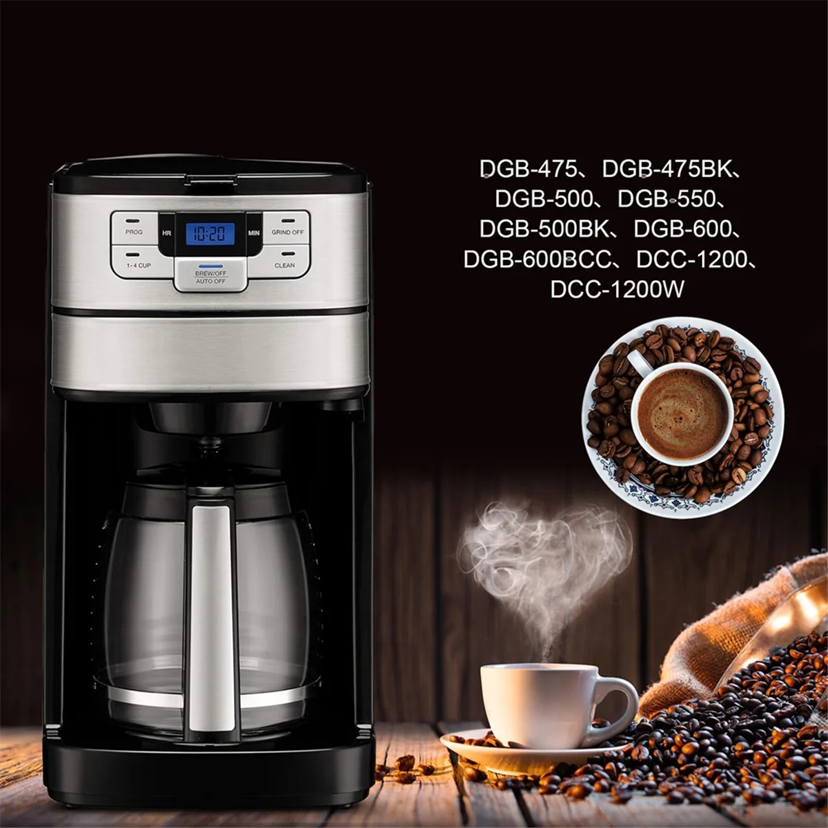 ABKR DGB-500GLID для кофеварки Cuisinart, прозрачная кофеварка, прозрачная сменная крышка для сборки кофемолки - подходит для моделей