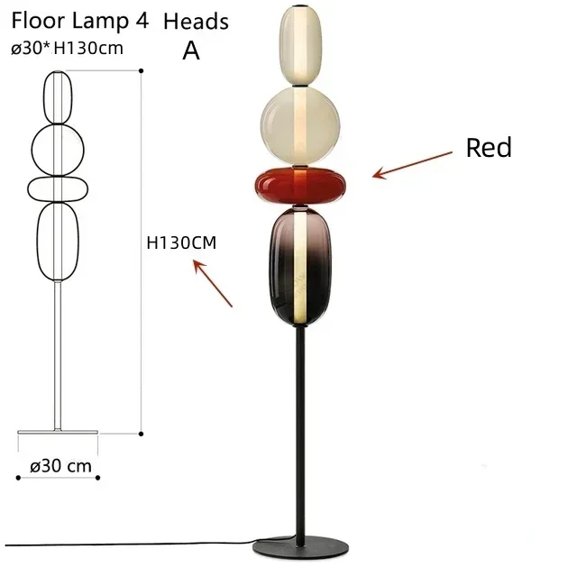 HomeLover Italienische kreative LED-Stehlampe aus farbigem Glas für Wohnzimmer, Schlafzimmer, Arbeitszimmer, Tisch, Bonbonlichter, Innenbeleuchtung und Heimdekoration 3