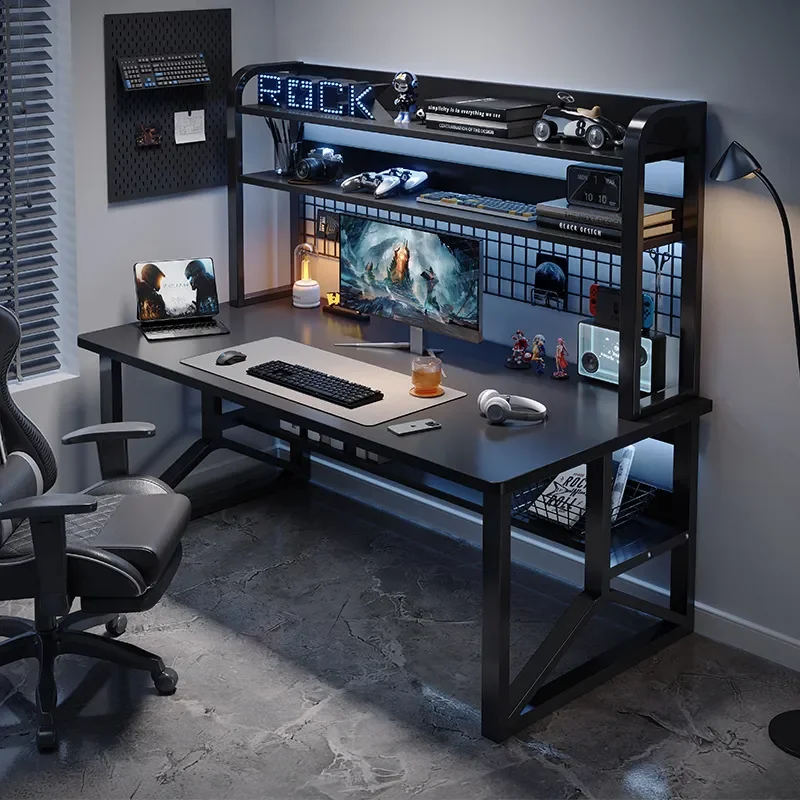 Simple Computer Desk Table and Chair Set with Bookshelf Pegboard Storage Shelf for Bedroom Home Office Study Room