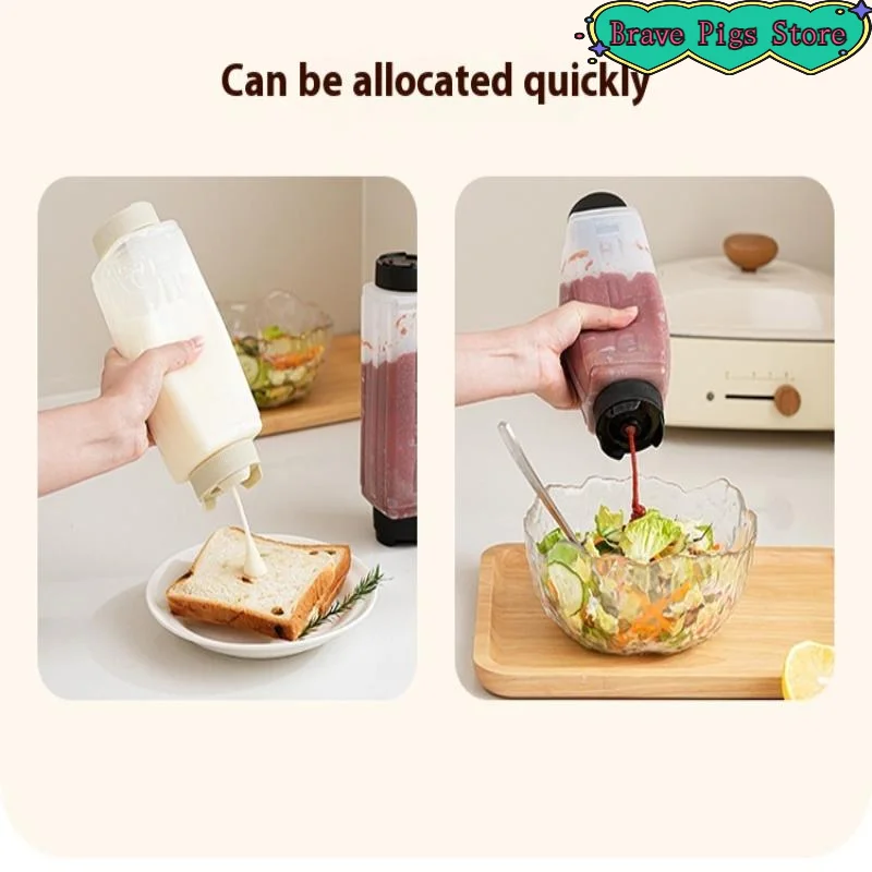 

720ml Squeeze Bottles Condiment Double-headed Dispenser Ketchup Mustard Sauce Seasoning Bottle Kitchen Utensils