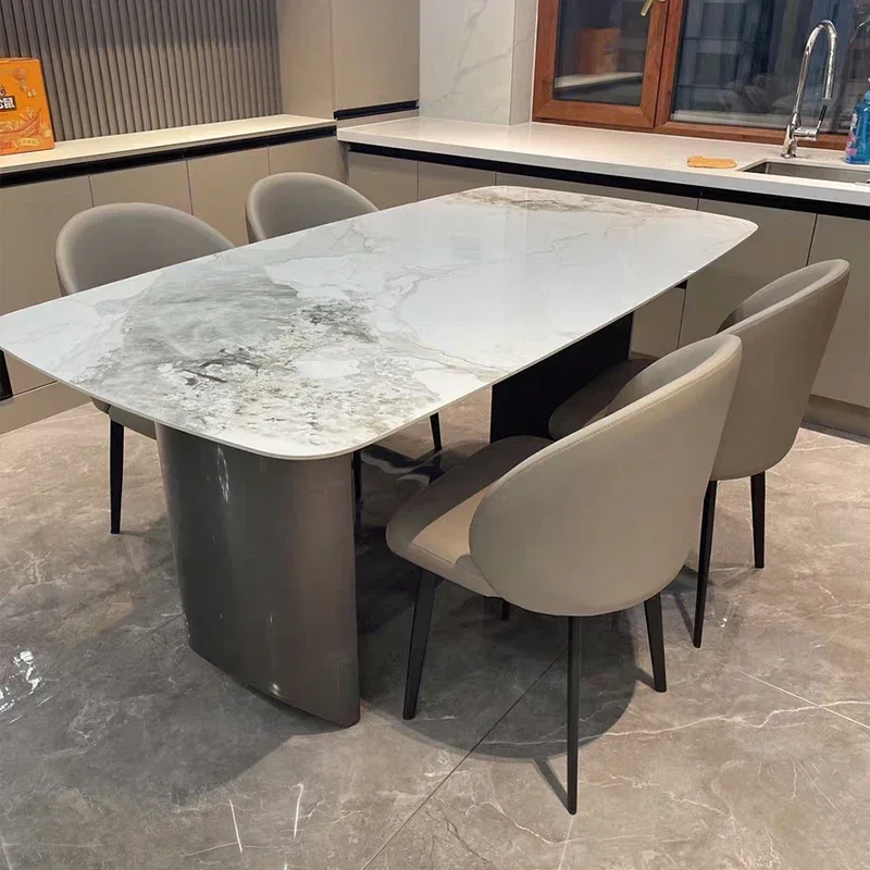 

Metal Dining Table Tops Elongated Luxury Dining Table Set with Rectangle Chairs Living Room Muebles De Cocina Kitchen Furniture