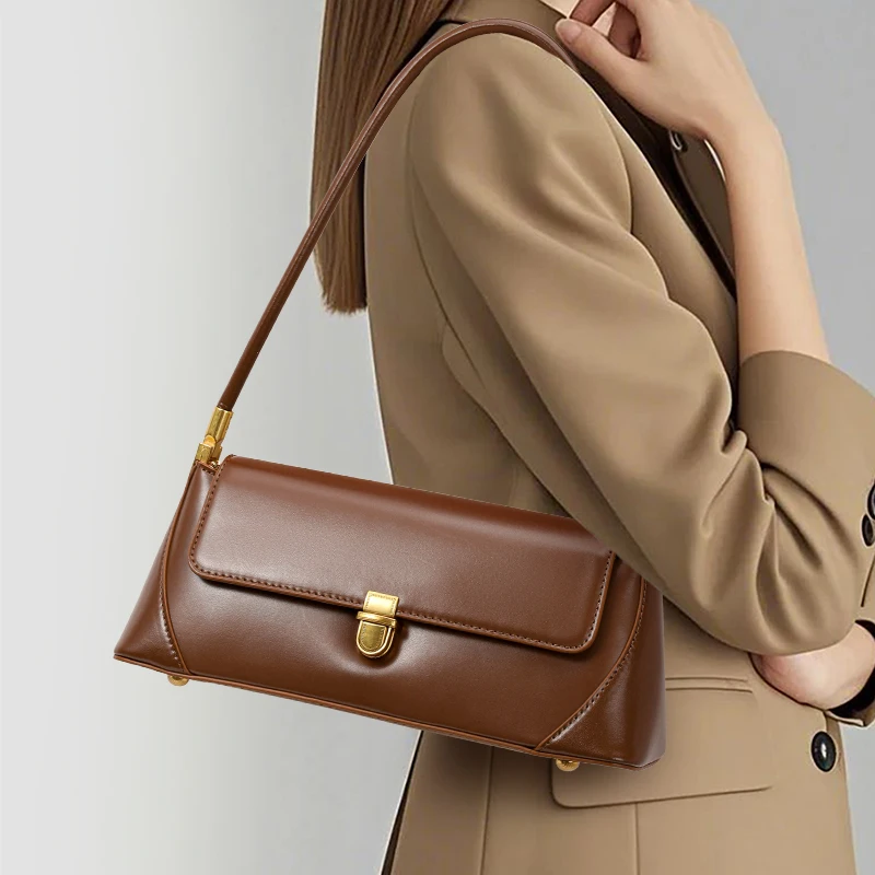 

Кожаная женская сумка подмышками, ретро и нишевый дизайн, элитный стиль, сумка на одно плечо, прочная женская сумка-баф, mot